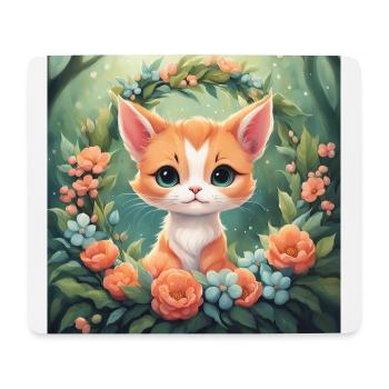Niedliche Kawaii Babykatze Blumen - Mousepad (Querformat) - Weiß - Vorne