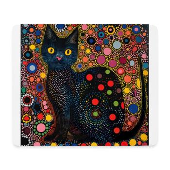 schwarze katze, katzen, bunt, tier, geschenk - Mousepad (Querformat) - Weiß - Vorne