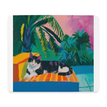 katze, katzen bunt, tier, geschenk, geschenkidee - Mousepad (Querformat) - Weiß - Vorne