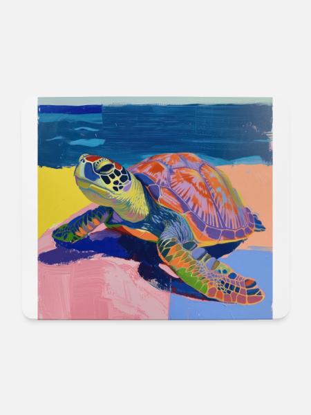 schildkröte, bunt, tier, geschenk, geschenkidee - Mousepad (Querformat) - Weiß