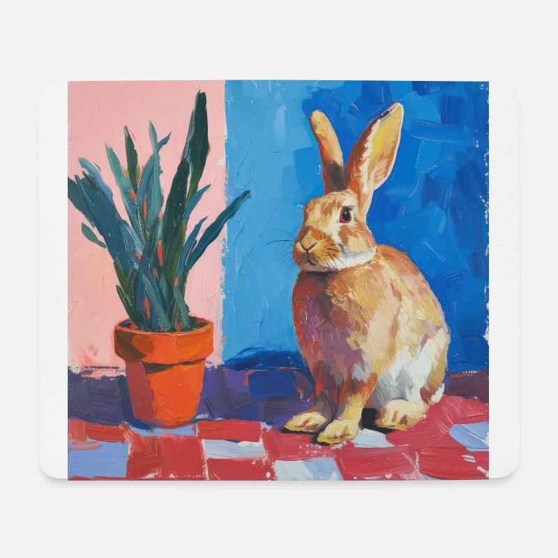 hase, kaninchen, bunt, tier, geschenk - Mousepad (Querformat) - Weiß