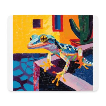 gecko, echsen, bunt, tier, geschenk, geschenkidee - Mousepad (Querformat) - Weiß - Vorne
