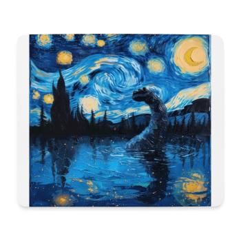 Loch Ness Monster, Nessie, Van Gogh, Starry Night - Mouse Pad (horizontal) - white - Front