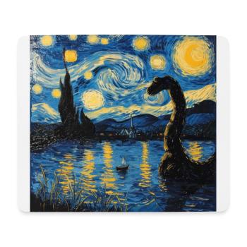 loch ness monster, nessie, van gogh, sternenacht - Mousepad (Querformat) - Weiß - Vorne