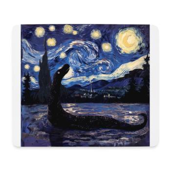 Loch Ness Monster, Nessie, Van Gogh, Starry Night - Mouse Pad (horizontal) - white - Front