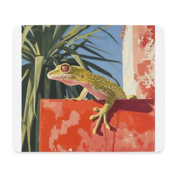 gecko, echse, bunt, tier, geschenk, geschenkidee - Mousepad (Querformat) - Weiß - Vorne