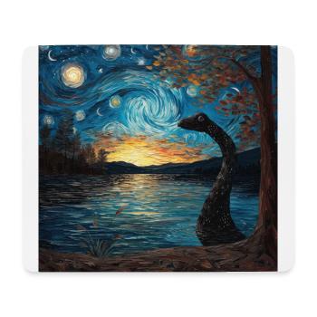 Loch Ness Monster, Nessie, Van Gogh, Starry Night - Mouse Pad (horizontal) - white - Front