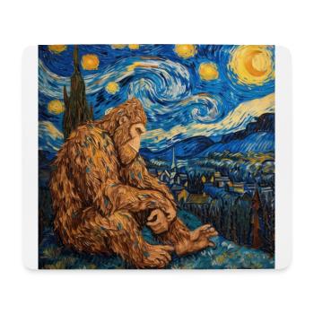 bigfoot, big foot, van gogh, sternenacht - Mousepad (Querformat) - Weiß - Vorne