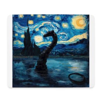 Loch Ness Monster, Nessie, Van Gogh, Starry Night - Mouse Pad (horizontal) - white - Front