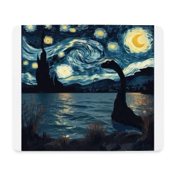 Loch Ness Monster, Nessie, Van Gogh, Starry Night - Mouse Pad (horizontal) - white - Front
