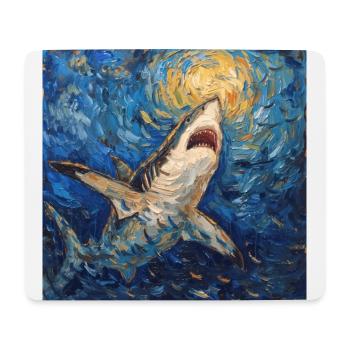 Shark, Shark, Fish, Van Gogh, Starry Night - Mouse Pad (horizontal) - white - Front