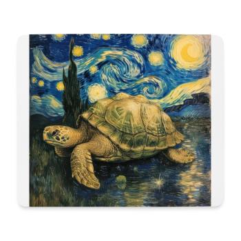 schildkröte, van gogh, sternennacht - Mousepad (Querformat) - Weiß - Vorne