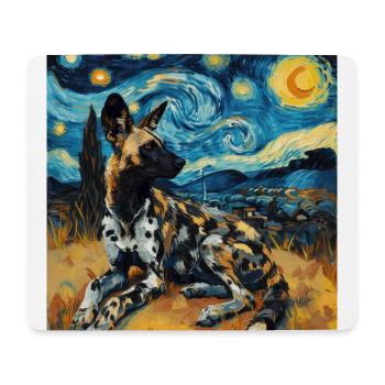 hyäne, van gogh, sternennacht - Mousepad (Querformat) - Weiß - Vorne