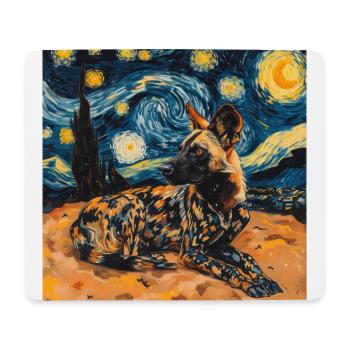 Hyène, Van Gogh, Nuit étoilée - Tapis de souris (format paysage) - blanc - Devant