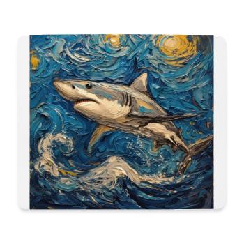 Shark, Shark, Fish, Van Gogh, Starry Night - Mouse Pad (horizontal) - white - Front