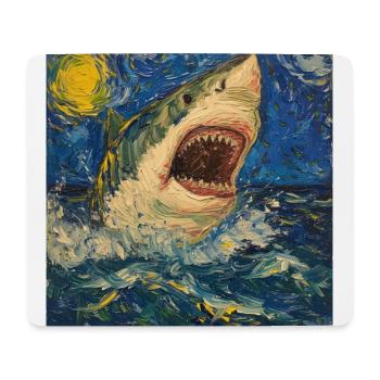 Shark, Shark, Fish, Van Gogh, Starry Night - Mouse Pad (horizontal) - white - Front