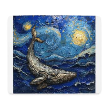 Whales, Fish, Ocean, Van Gogh, Starry Night - Mouse Pad (horizontal) - white - Front