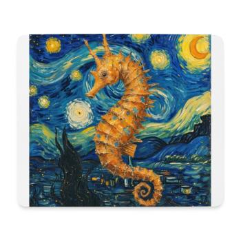 seepferd, seepferdchen van gogh, sternennacht - Mousepad (Querformat) - Weiß - Vorne