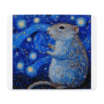 agouti, maus, ratte, van gogh, sternennacht - Mousepad (Querformat) - Weiß - Vorne