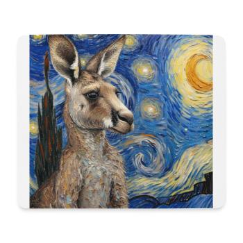 Kangourou, Van Gogh, Nuit étoilée - Tapis de souris (format paysage) - blanc - Devant