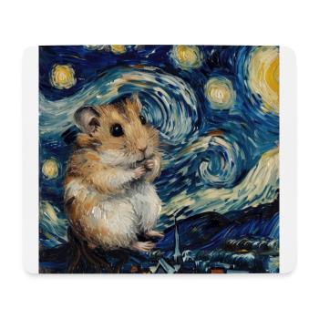 hamster, tier, van gogh, sternennacht - Mousepad (Querformat) - Weiß - Vorne
