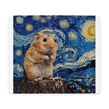 hamster, tier, van gogh, sternennacht - Mousepad (Querformat) - Weiß - Vorne