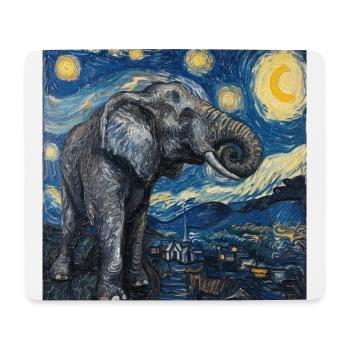 Éléphant, Van Gogh, Nuit étoilée - Tapis de souris (format paysage) - blanc - Devant