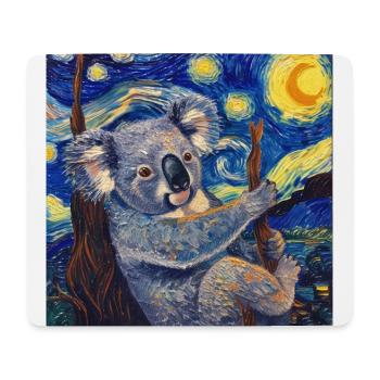 Koala, Animal, Van Gogh, Nuit Étoilée - Tapis de souris (format paysage) - blanc - Devant