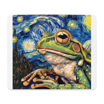 frosch, tier, van gogh, sternenacht - Mousepad (Querformat) - Weiß - Vorne