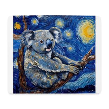Koala, Animal, Van Gogh, Nuit Étoilée - Tapis de souris (format paysage) - blanc - Devant