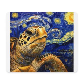 schildkröte, tier, van gogh, sternenacht - Mousepad (Querformat) - Weiß - Vorne