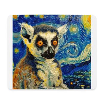 Lémurien, Animal, Van Gogh, Nuit Étoilée - Tapis de souris (format paysage) - blanc - Devant