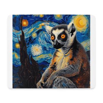 Lémurien, Animal, Van Gogh, Nuit Étoilée - Tapis de souris (format paysage) - blanc - Devant