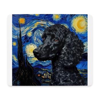 Caniche, Chien, Van Gogh, Nuit Étoilée - Tapis de souris (format paysage) - blanc - Devant