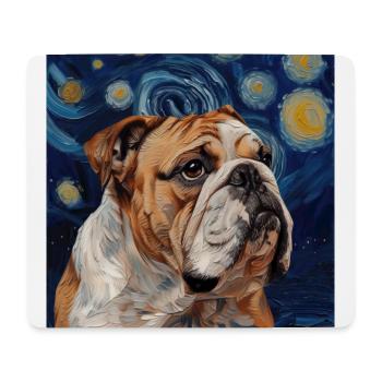 Bulldogge, hund, Van Gogh, Sternennacht - Mousepad (Querformat) - Weiß - Vorne