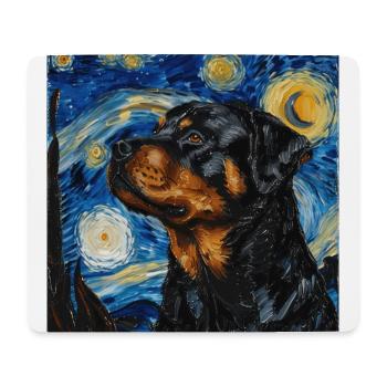 rottweiler, dog, van gogh, starry night - Mouse Pad (horizontal) - white - Front