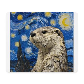 loutre, Van Gogh, Nuit étoilée - Tapis de souris (format paysage) - blanc - Devant