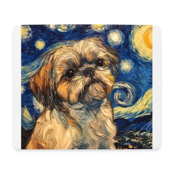 Shih Tzu, hund, van gogh, sternenacht - Mousepad (Querformat) - Weiß - Vorne