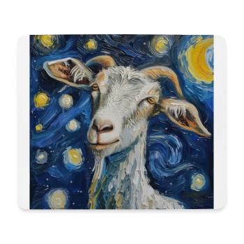 ziege, Van Gogh, Sternennacht - Mousepad (Querformat) - Weiß - Vorne