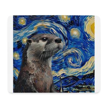Loutre, Van Gogh, Nuit étoilée - Tapis de souris (format paysage) - blanc - Devant