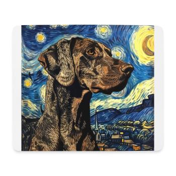 Braque allemand à poil court, chien, Van Gogh, Nuit étoilée - Tapis de souris (format paysage) - blanc - Devant