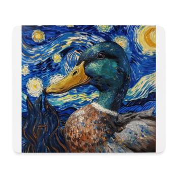 ente, tier, van gogh, sternennacht - Mousepad (Querformat) - Weiß - Vorne