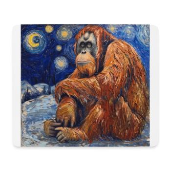 Orangutan, Monkey, Animal, Van Gogh, Starry Night - Mouse Pad (horizontal) - white - Front