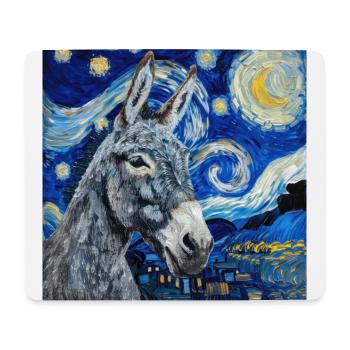 esel, van gogh, sternennacht, geschenk - Mousepad (Querformat) - Weiß - Vorne