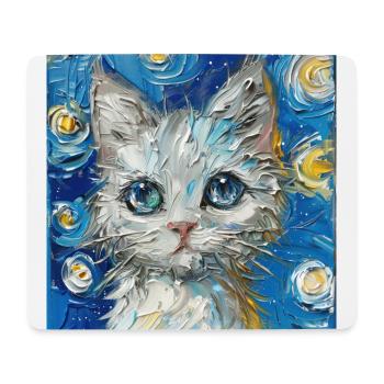 Chat, Motif De Chat - Tapis de souris (format paysage) - blanc - Devant