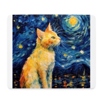Chat, Motif De Chat - Tapis de souris (format paysage) - blanc - Devant