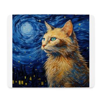 Chat, Motif De Chat - Tapis de souris (format paysage) - blanc - Devant