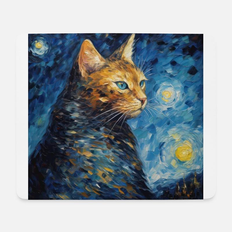 Chat, Motif De Chat - Tapis de souris (format paysage) - blanc