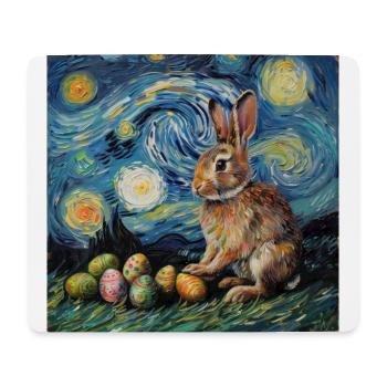 lapin de Pâques, Pâques, lapin, joyeuses Pâques, oeufs de Pâques - Tapis de souris (format paysage) - blanc - Devant
