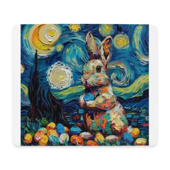 lapin de Pâques, Pâques, lapin, joyeuses Pâques, oeufs de Pâques - Tapis de souris (format paysage) - blanc - Devant